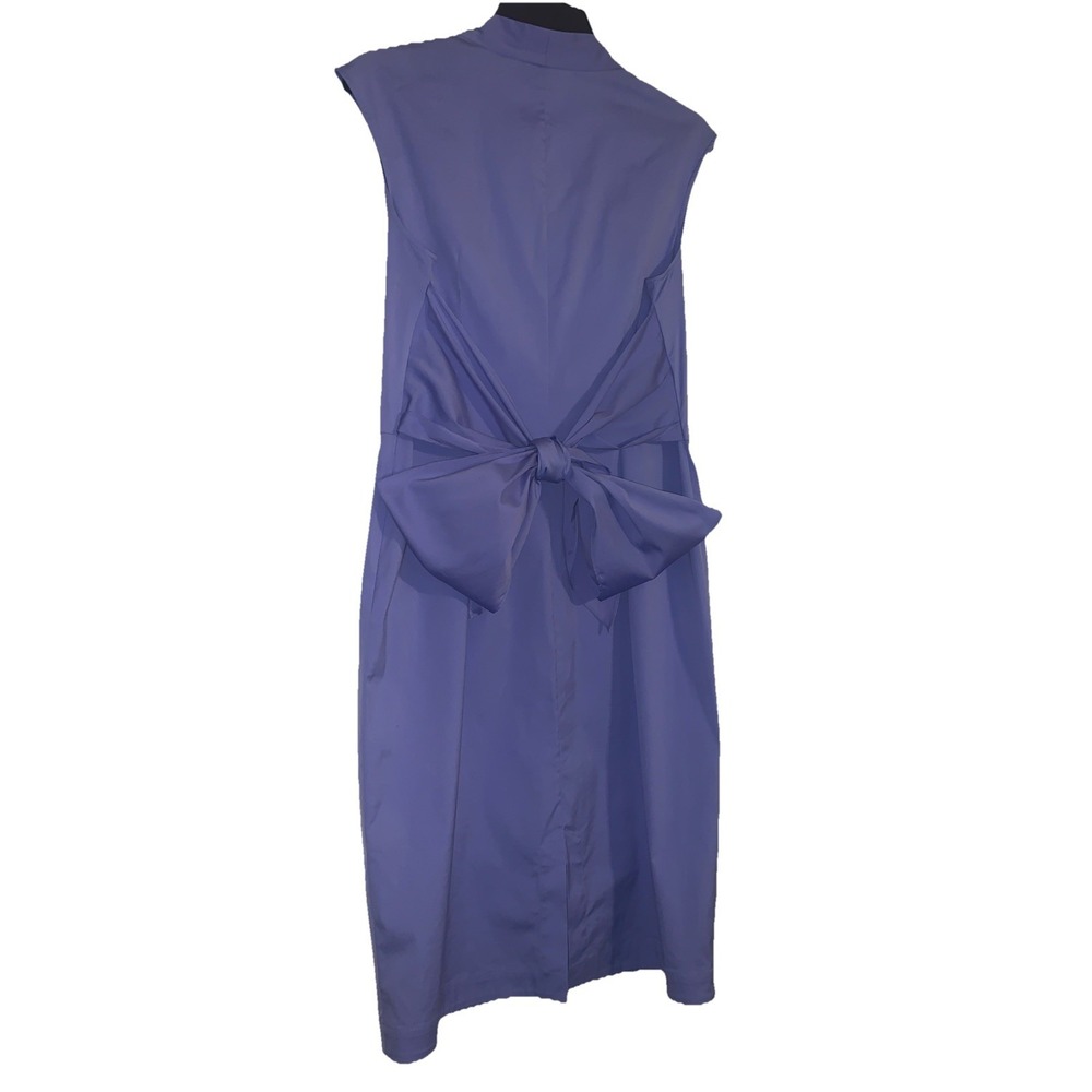 Lafayette 148 New York Sheath Dress 12 Blue Sleeveless V-Neck Knee Length Preppy - Picture 6 of 13